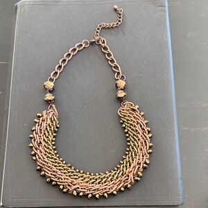 Elegant Gold and Bronze Chain Statement Necklace